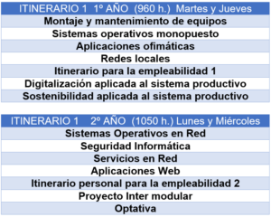 Itinerario 1 para SMR Semipresencial